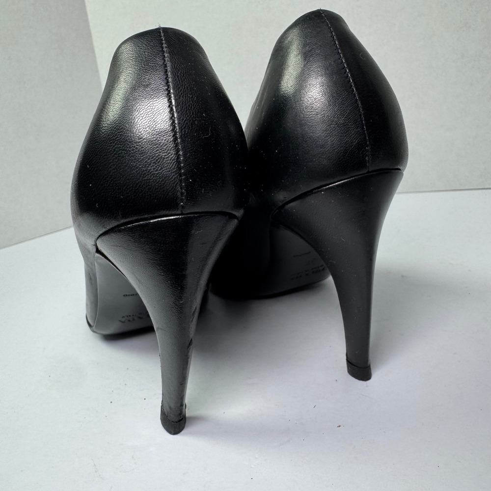 Prada Black Leather Pointed Toe‎ Stiletto High Heel Pumps Made in Italy Women's - Picture 5 of 11